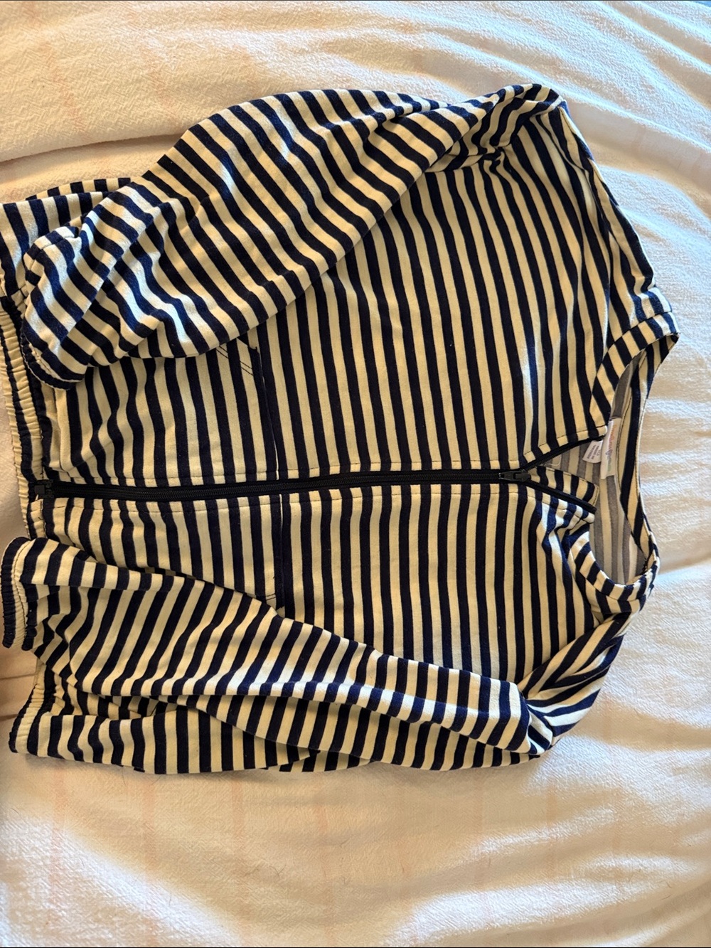 LuLaRoe Navy and White Striped Zip Hoodie
